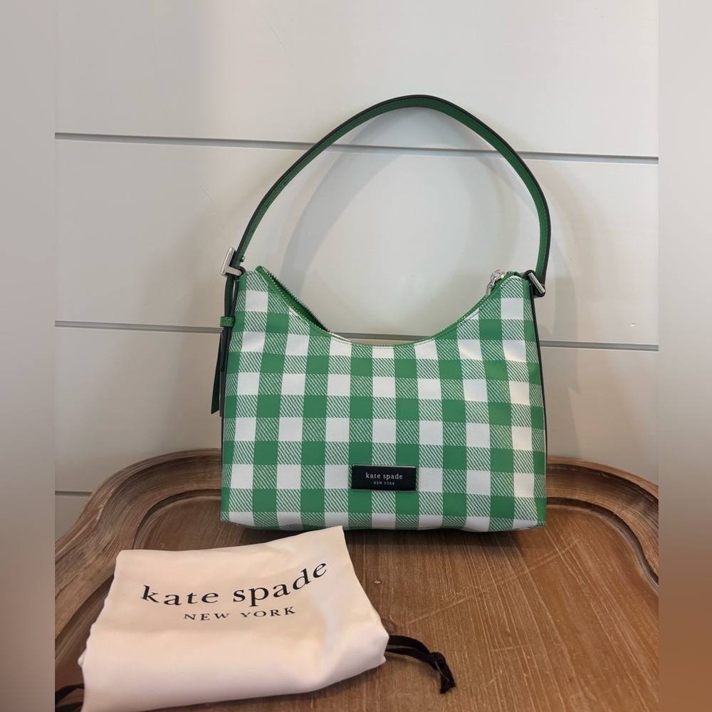 Kate Spade Sam Icon Gingham Printed Fabric Small Shoulder Bag NWT - Picture 13 of 14